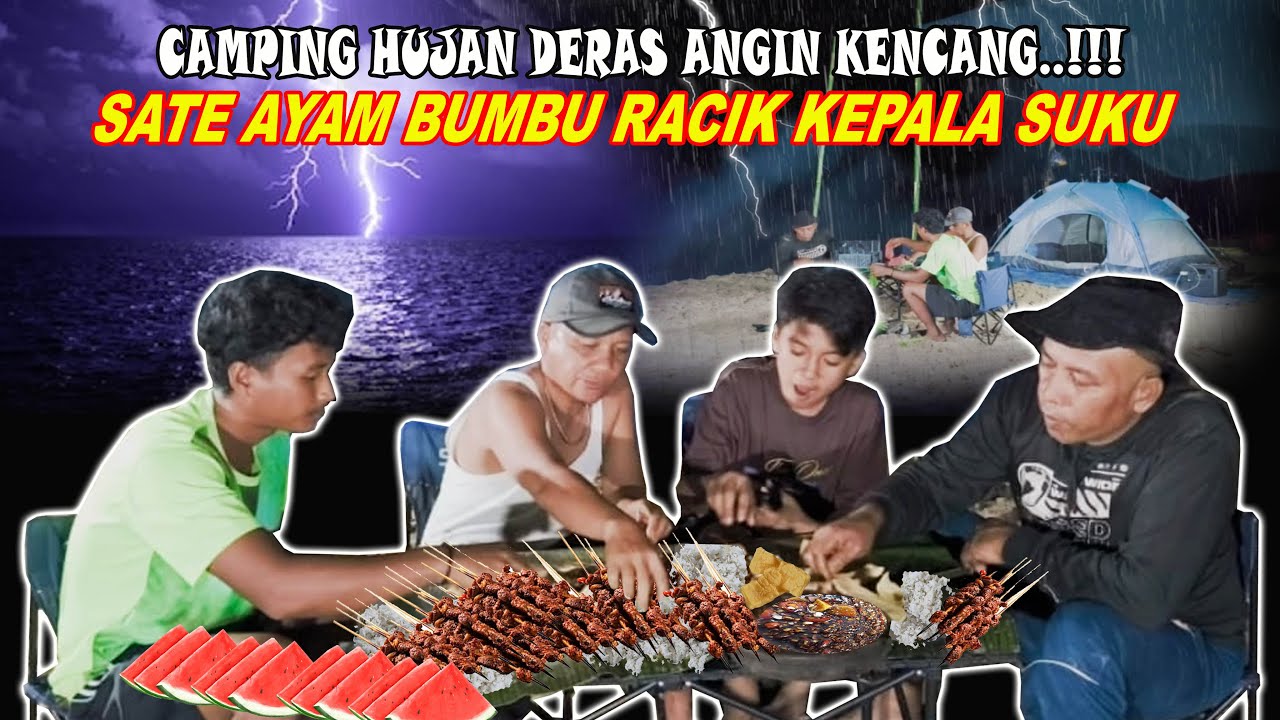 Diguyur hujan disertai angin kencang bermalam dipinggir sungai, relaxing rain sound