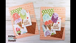 Stampin' Up! Sweet Ice Cream Stamp a Stack You Melt My Heart Card Video 1 of 3 Kitchen Table Stamper