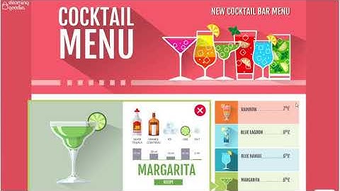 ELearning example - Click and reveal interaction on Cocktail menu