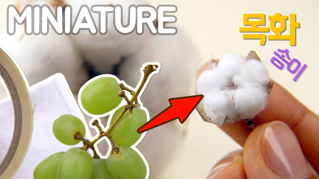 청포도 줄기와 화장솜으로 목화송이 만들기 | 재활용 미니어처(미니어쳐) | 쮸잉