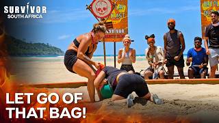 Survivors Drag Each Other Across The Sand For Rewards! | Survivor South Africa Season 8 Episode 3
