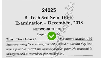 2018 Mdu BTech ECE 3rd Sem Network Theory Question Paper