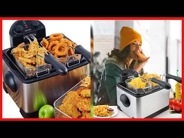 Secura 1700-Watt Stainless-Steel Triple Basket Electric Deep Fryer with Timer