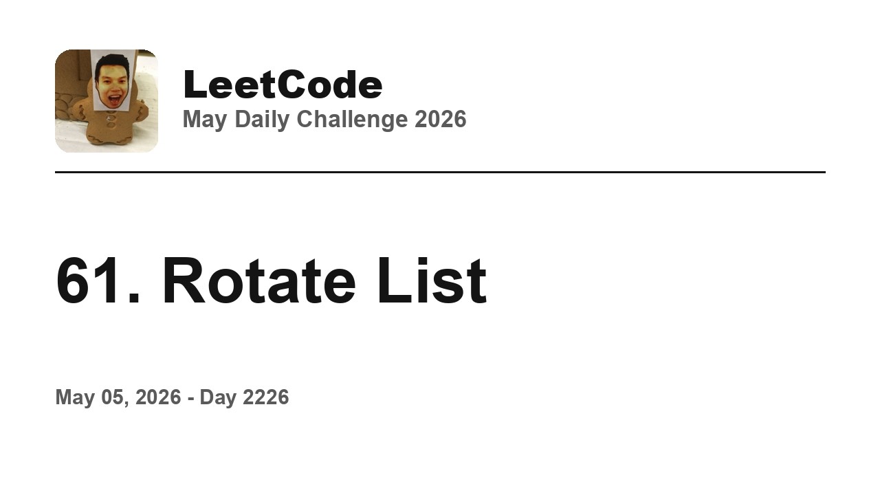 Daily Leetcode #2226: May 05, 2026 - 61. Rotate List - YouTube