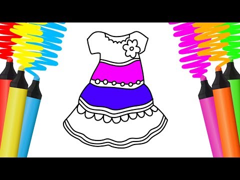 COMO DESENHAR E COLORIR VESTIDO - PINTAR E APRENDER PARA CRIANÇAS