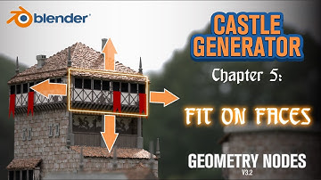 How to fit instances on faces - Castle generator (5/xx). Blender Geometry Nodes.