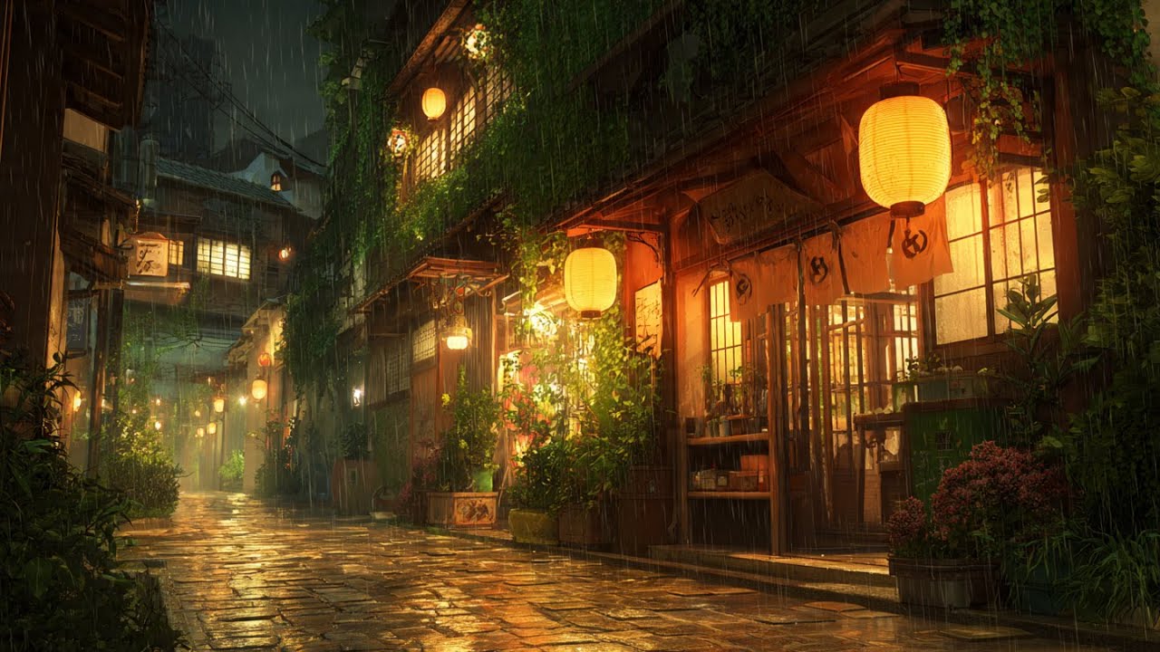 Cozy Rainy Cafe ☔ Anime Ambience for Study, Sleep & Relax | 12 hours