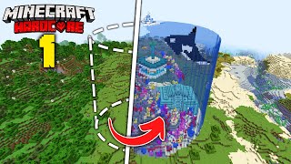 Aku Membuat LAUTAN di OVERWORLD Minecraft Hardcore❗️❗️MEMBUAT KOTA ATLANTIS❗️(S1:Ep1) screenshot 4