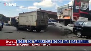 Terobos Lampu Lalu Lintas, Mobil Boks di Madiun Tabrak 2 Motor & 3 Bus Minibus - iNews Malam 24/04