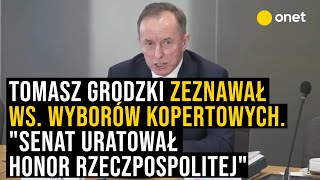 Tomasz Grodzki zeznawał ws. wyborów kopertowych. "Senat uratował honor Rzeczpospolitej"