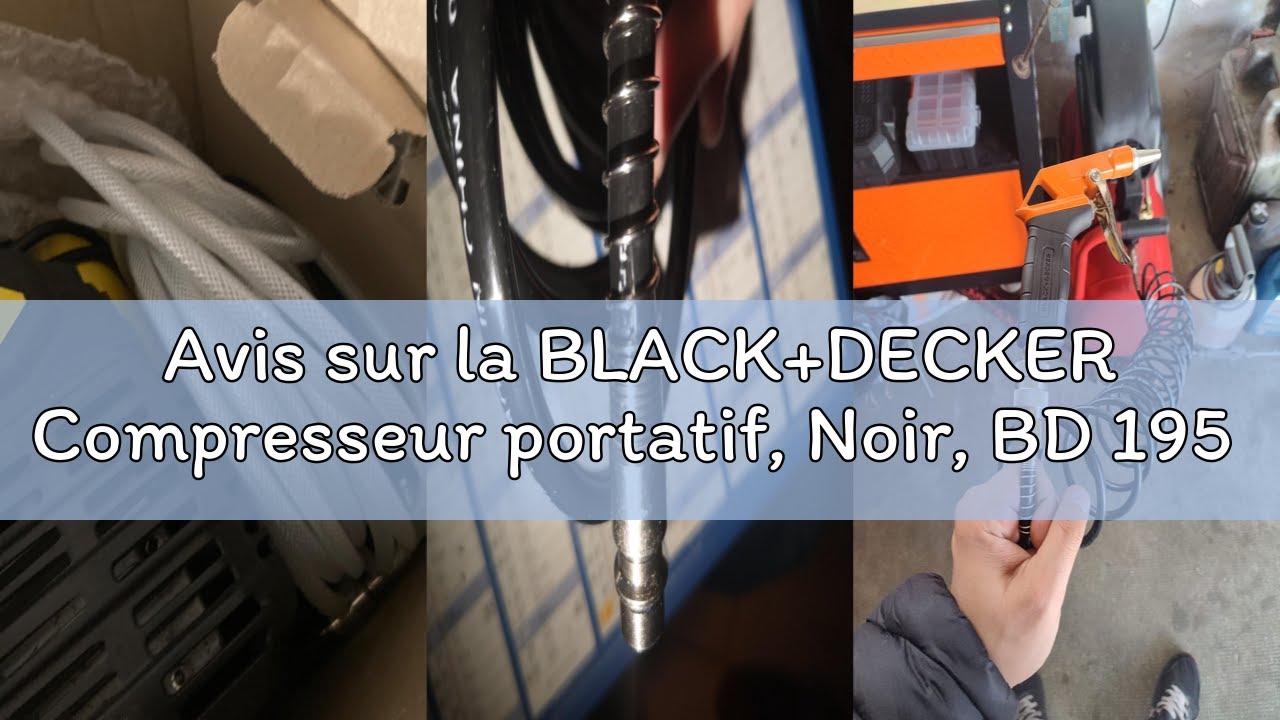 Compresseur Black Decker Compresseur Portable BLACK DECKER BD195 CUBO - 8 Bars - 180 L/min - Sans Huile - 3400 Tr/min Compresseur Sans Huile 180L/min