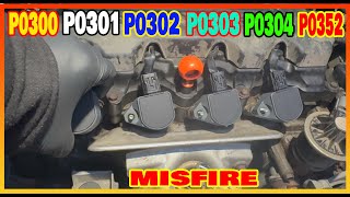 Engine Misfire code P0300 P0301 P0302 P0303 P0304 P0352 Diagnose and Repair Honda Civic