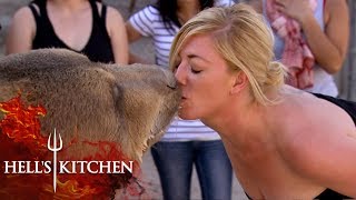 Winning Team Pets A Tiger & Kisses A BEAR | Hell's Kitchen Winning Team Pets A Tiger & Kisses A BEAR | Hell's Kitchen