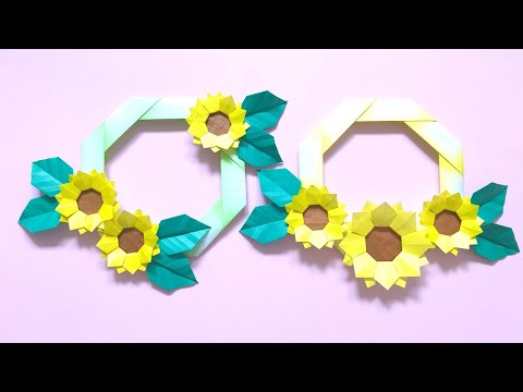 Origami Sunflower Wreath tutorial (NiceNo1) - YouTube