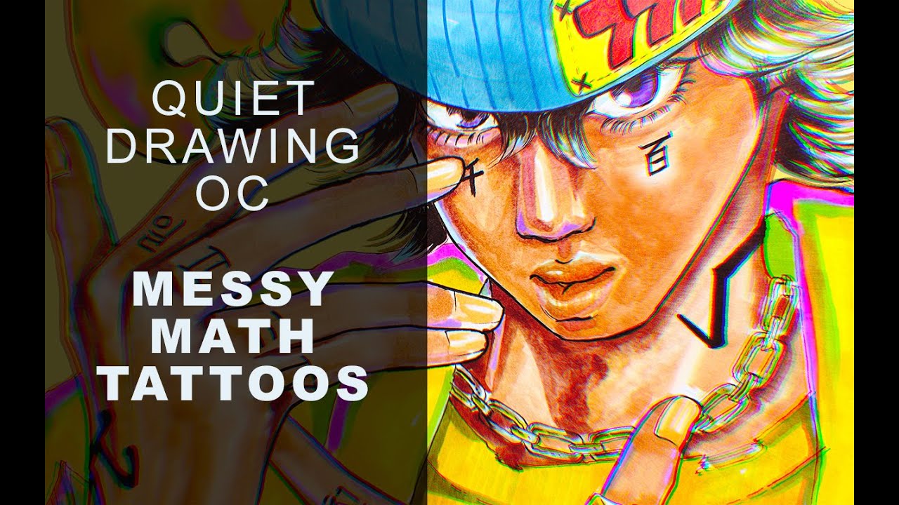 Quiet Drawing an OC with messy math tattoos - YouTube