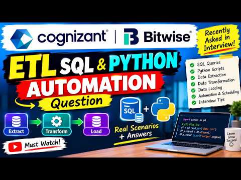 ETL , QA Automation Engineers  preparing for Cognizant, TCS, Infosys, EY, PwC  interviews Questions.