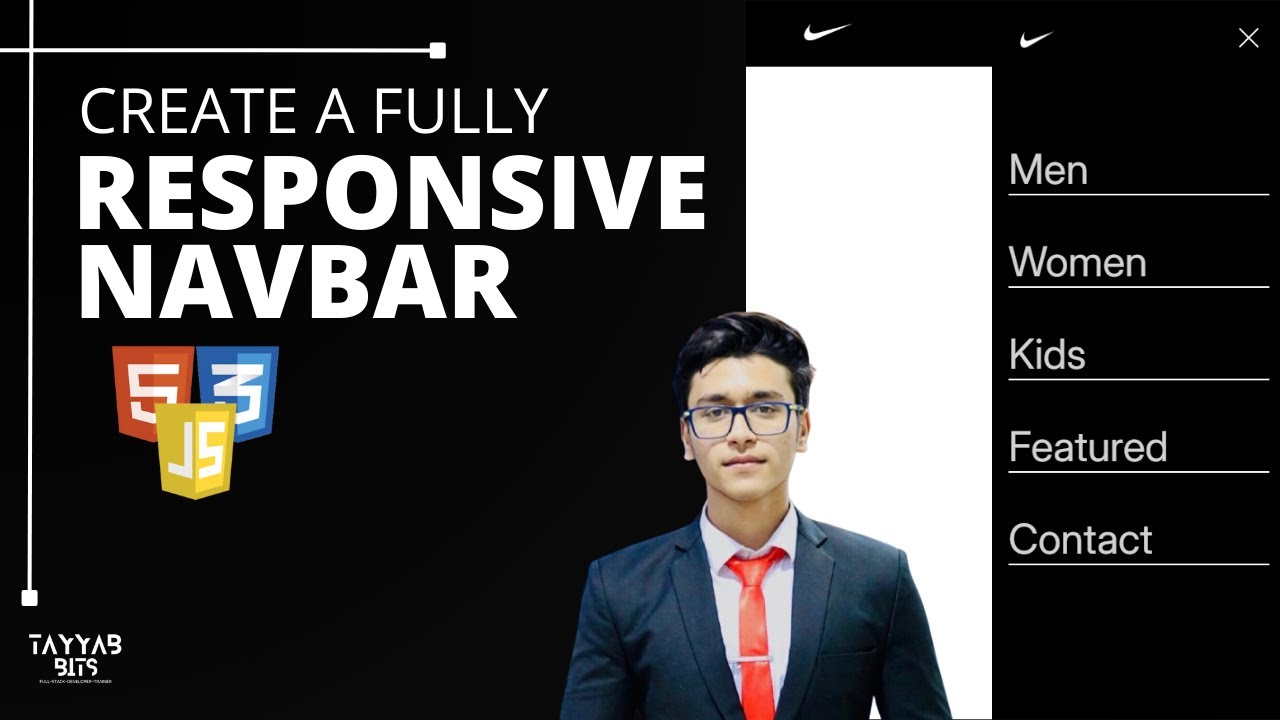 Responsive Navbar with Animated Sidebar | HTML, CSS & JavaScript | Mini ...