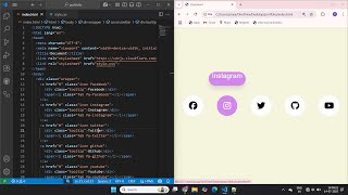 Social media icon with tooltip on hover in html and css