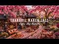 Springtime Street Outdoor Coffee Shop Ambience With Tranquil March Jazz Music For Relax Good Mood