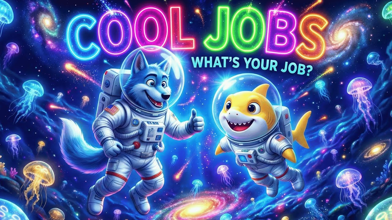 Baby Shark Jobs Dance 🦈 Astronaut, Chef & Police with Blue Wolf | Best Kids Songs