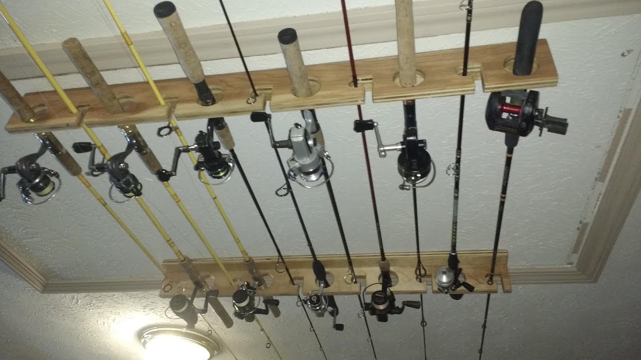 Fishing Rod Rack Wall / Ceiling mounted Organizer birch plywood ...