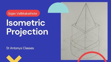 Isometric Projection Explained in English: A Square Pyramid upon on Cube which is upon a Cylinder.
