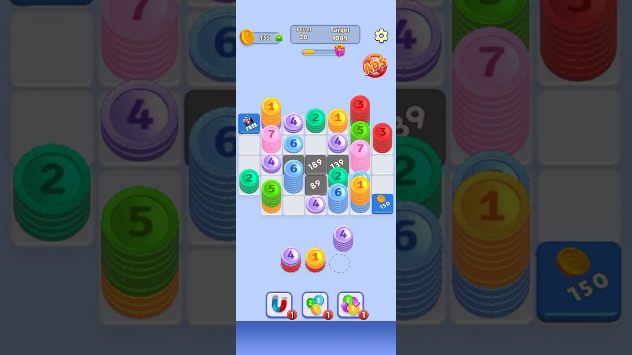 Coin Stack Puzzle Level 20 | GAME Walkthrough