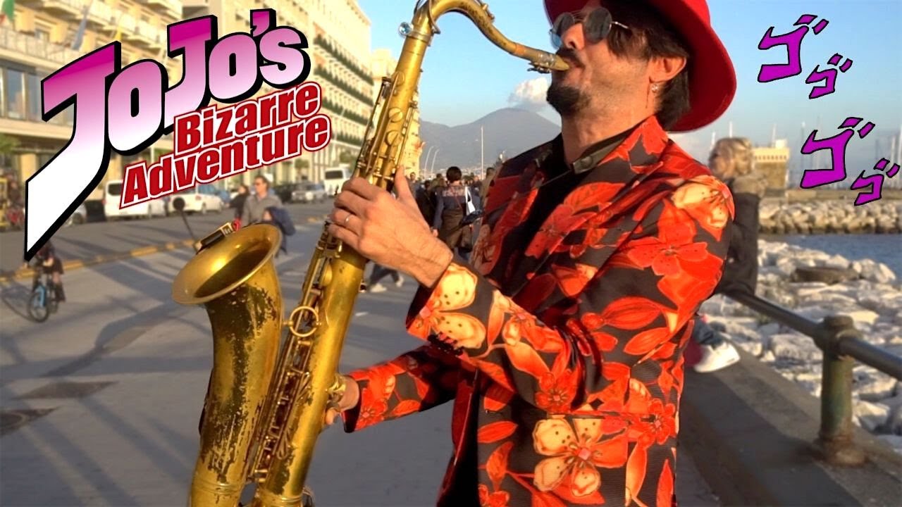 Play GIORNO'S THEME on SAX in public a NAPLES - YouTube
