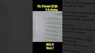 The Triumph of life by P. B. Shelley summary,  MEG 01 #pbshelley #ignou