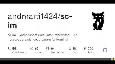 GitHub - andmarti1424/sc-im: sc-im - Spreadsheet Calculator Improvised -- An ncurses spreadsheet ...