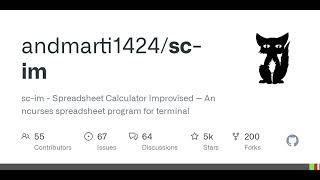GitHub - andmarti1424/sc-im: sc-im - Spreadsheet Calculator Improvised -- An ncurses spreadsheet ...