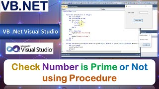 P38 | Windows Application to Check Number is Prime or Not using Procedure | VB.Net screenshot 3