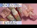 how to sculpt 3D ACRYLIC nail art || PINK BOW