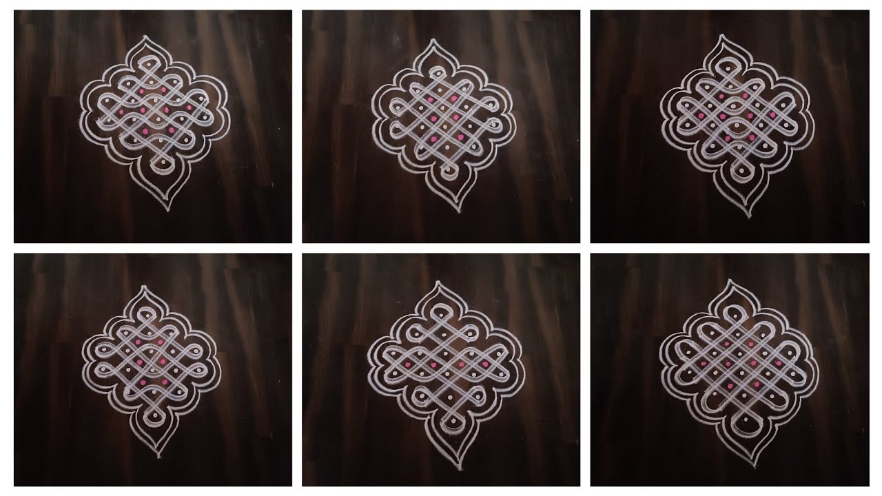 6 Simple and Beautiful Sikkukolam using 5*2-1 straight dots