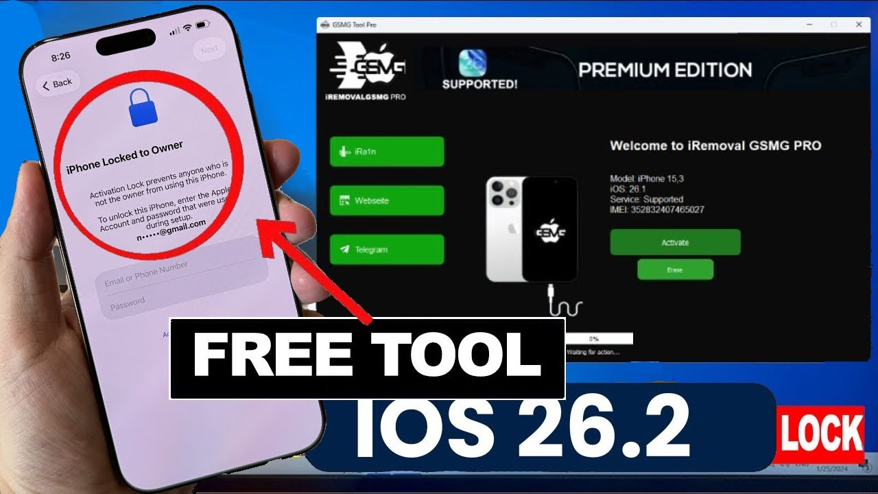 FREE NEW Bypass iCloud Lock Apple ID Unlocking 2026 ( IOS 26.2+ / iphone 11-17 / SIGNAL ON )