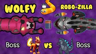 WOLFY BOSS vs ROBO-ZILLA BOSS IN SNAKE.IO! Epic Snakeio Gameplay