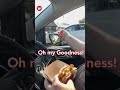 Cheeky birds take turns collecting McDonald's from car window