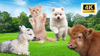 Cute Baby Animals Making You Smile : Cat, Sheep, Dog, Cow