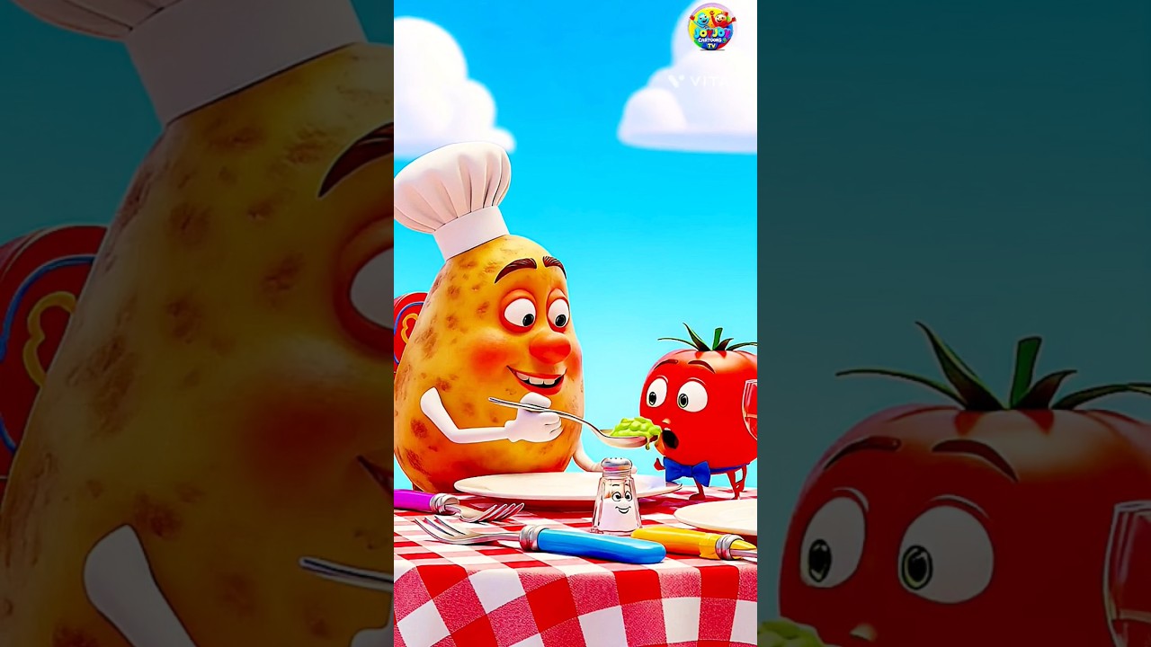 Funny 3D Cartoon | Potato Feeds Tomato at Dining Table | Kids Animation Story 