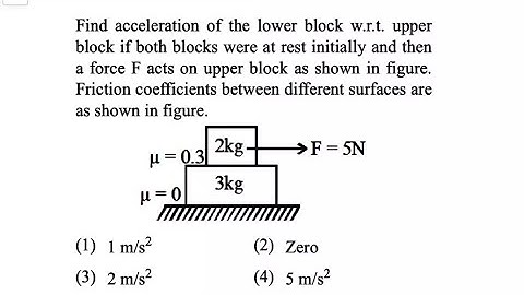 Find acceleration of the lower block wrt upper block if both blocks were at rest initially and then