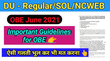 Important guidelines for OBE, Must Watch, DU open book exam june 2021