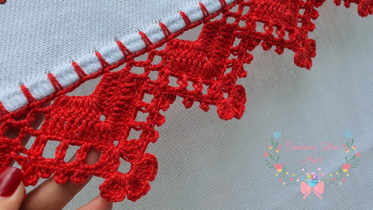 bico de croche no pano de prato fácil #294  @Damiana Silva