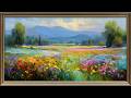 Colorful Floral Field Artwork | Peaceful Countryside Wall Deco