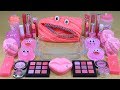 "HotPink" Mixing'HotPink' Eyeshadow,Makeup and glitter Into Slime. Satisfying Slime Video