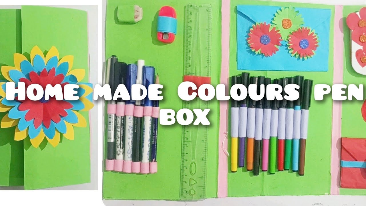 Beautiful Pens and colours box made at home with papers | learn and try at home