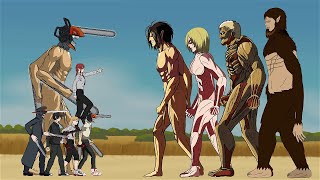 Chainsaw Titan, Power, Katana Man, AKIGUN Vs Eren titan, Female titan, Armor titan Beast titan dc2