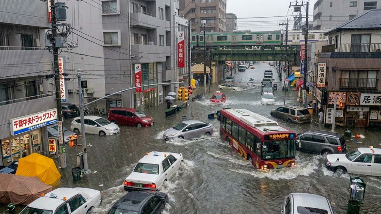 ⁣Japan in Flood Chaos! Record Rain Hits Chiba and Tokyo, Turns Streets Into Rivers, People Trapped