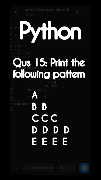 #15 Write the program to print the following pattern | Program | Coding ...