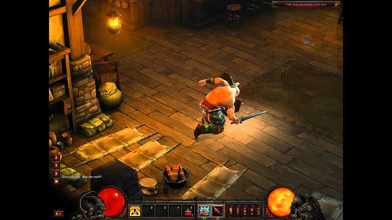 Diablo III - Barbian messing around The Slaughtered Calf Inn