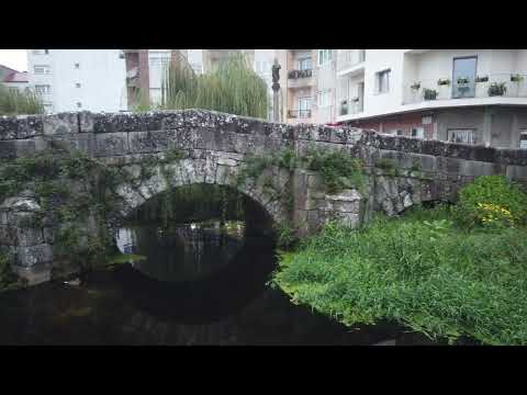 Ancient Roman bridge in Spain - Caldas de Reis walking tour 4K